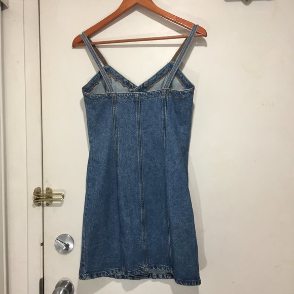 VINTAGE BONGO DENIM MINI DRESSES SIZE 9 - Picture 3 of 7